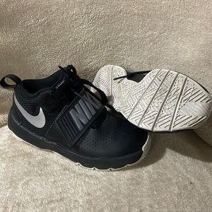 Black and grey nike basketball shoes